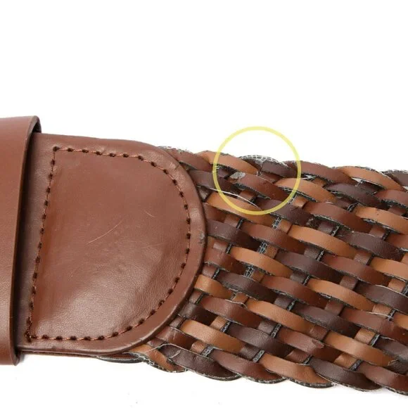 Debenhams UK Western Braided Wide Faux Leather Belt Woven Turquoise Stone Bronze - Picture 6 of 7